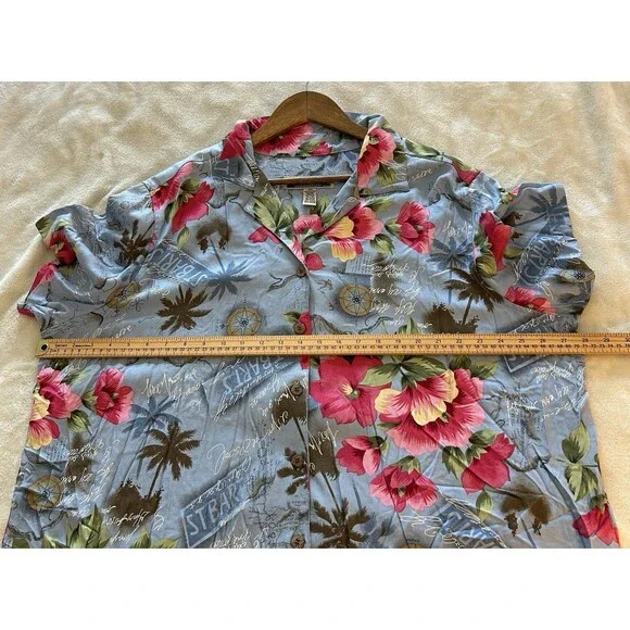 Sunset Cove Vintage Hawaiian Shirt Womens 2X Rayon Tropical Floral Resort - Picture 7 of 9